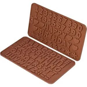 Silicone Letter Number Molds,Happy Birthday Cake Decorating Symbols(Brown 2pcs)